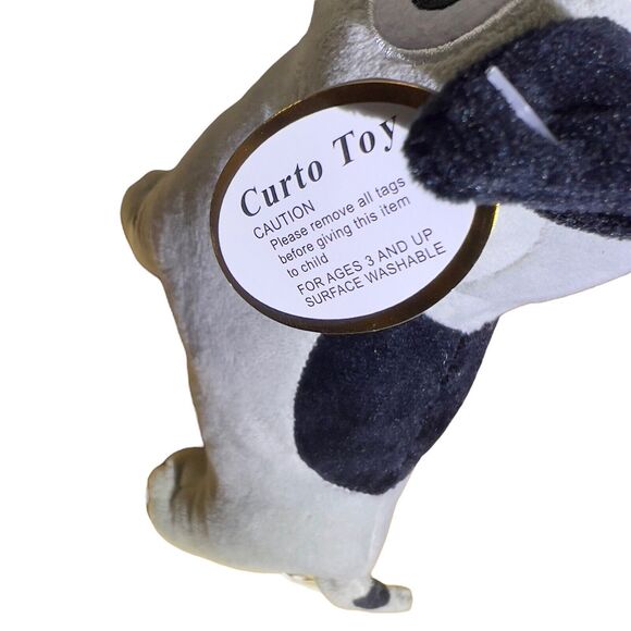 Curto Toy Dog Plush 7” Stuffed Animal Grey Black Spots Embroidered Eyes Toy - Picture 7 of 11